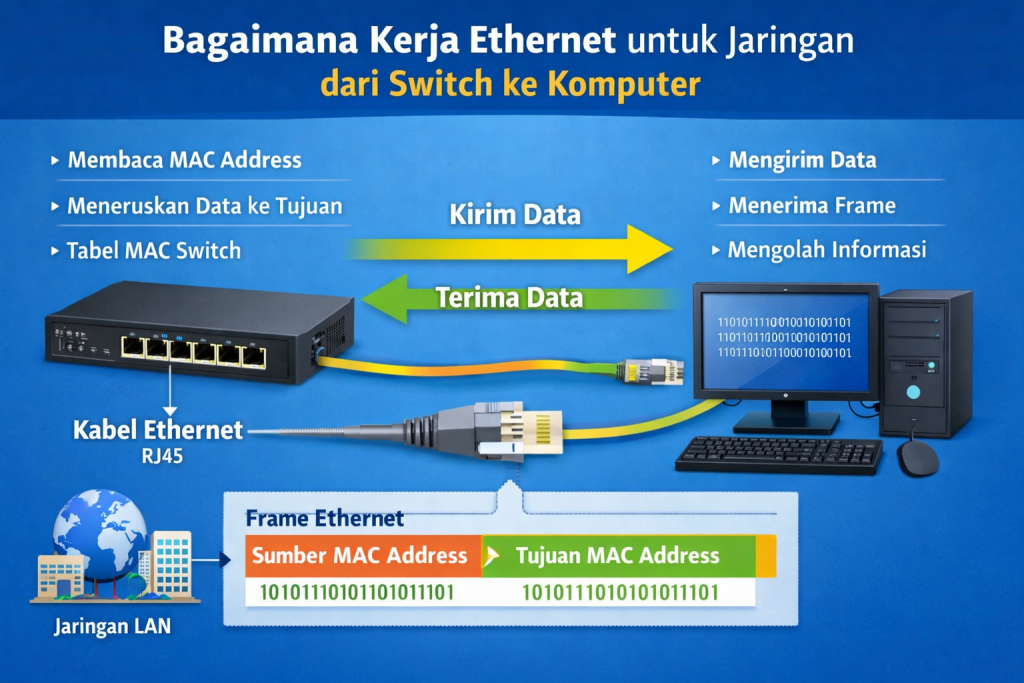 Bagaimana Kerja Ethernet untuk Jaringan dari Switch ke Komputer