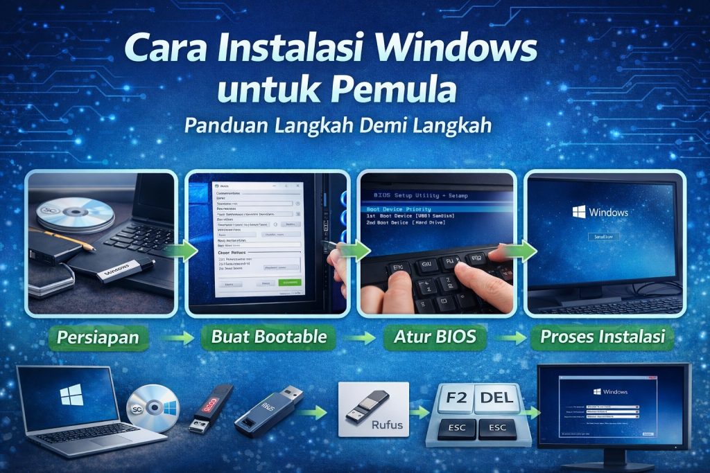 Cara Instalasi Windows untuk Pemula Lengkap dengan Gambar