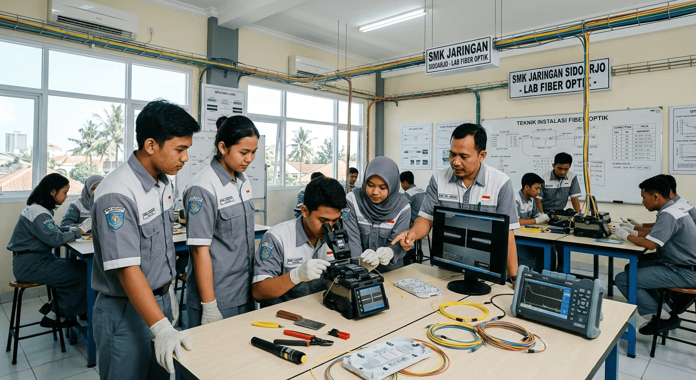 Menghubungkan Masa Depan Digital: Belajar Fiber Optik di SMK Jaringan Sidoarjo