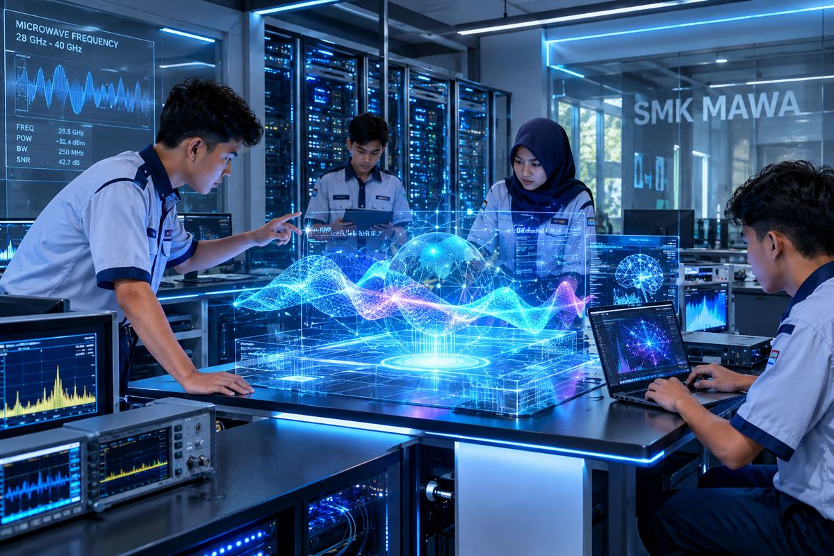 Ekstrapolasi Komunikasi Telepati Digital Berbasis Gelombang Mikro Presisi Tinggi di SMK Jaringan di Surabaya